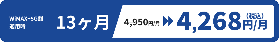 WiMAX+5G  4,268（税込）円/月